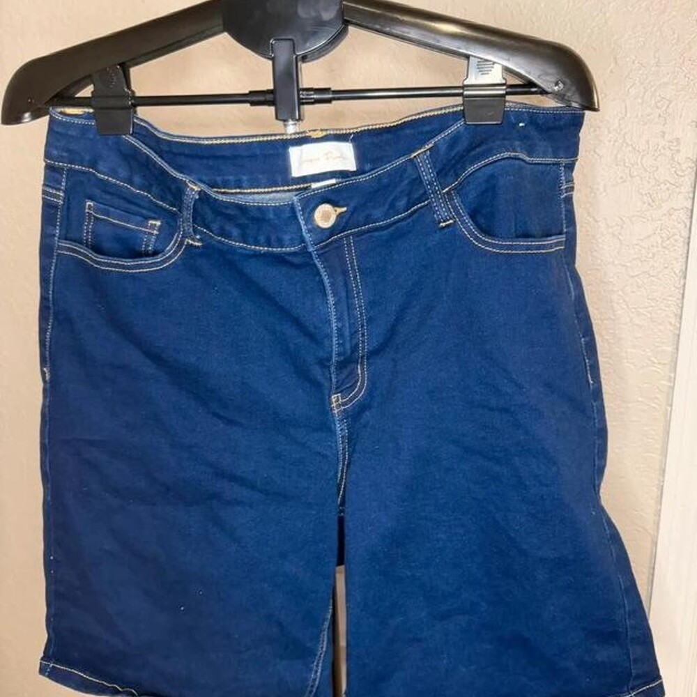 Copper Flash Curvy Fit Dark Wash Denim Bermuda Shorts Size 16W